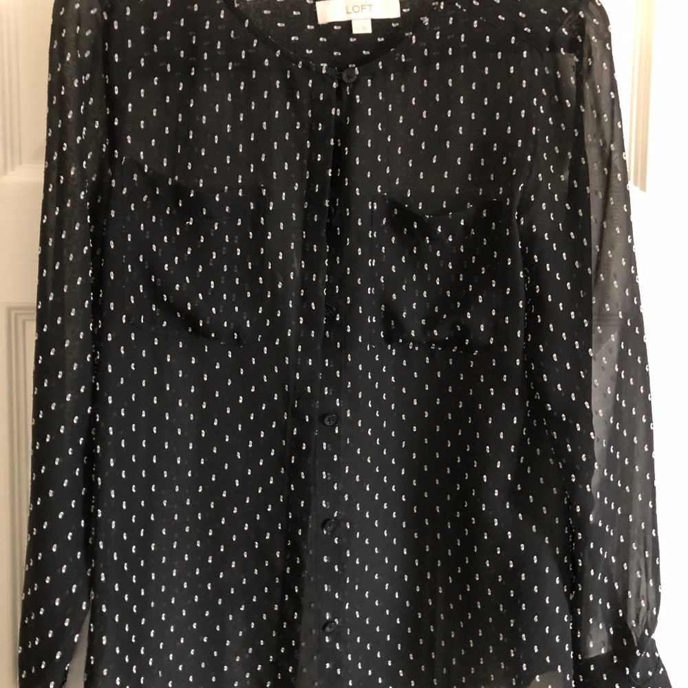Ann Taylor Loft sheet polka dot top